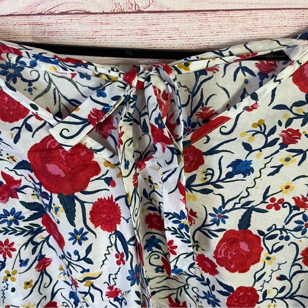 J. Crew Floral Bell Sleeve Back‎ Tie Top Size 12